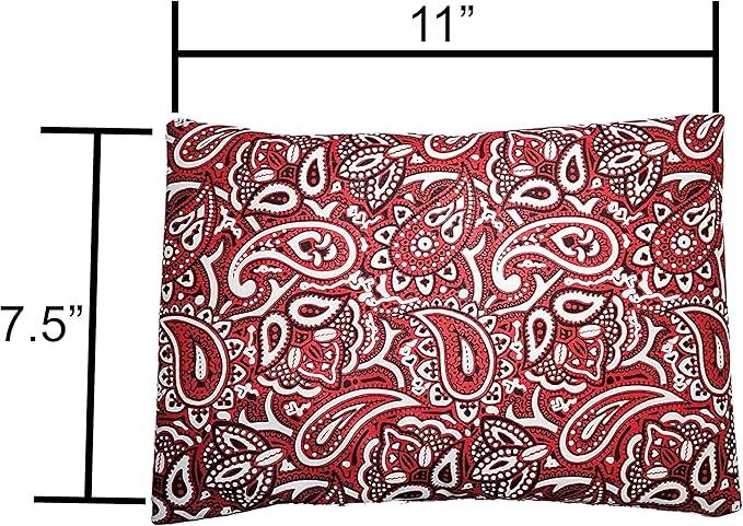 Microwavable Corn Filled Heating Pad and Cold Pack/Washable 100% Cotton Cover (Bandana - Shiny Red, 7.5in W x 11in L)