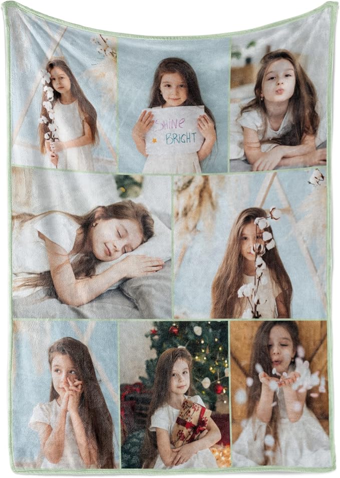 Ships Next Day, Custom Blanket with Picture - Printed in USA, Personalized Photo Blanket (Fleece – 50x60)