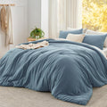 Bedsure Super King Plus Size Comforter Set, Grayish Blue Soft Prewashed Bedding for All Seasons, 3 Pieces GentleSoft™ Bed Set, 1 Lightweight Comforter (128"x120") and 2 Pillowcases (20"x36")