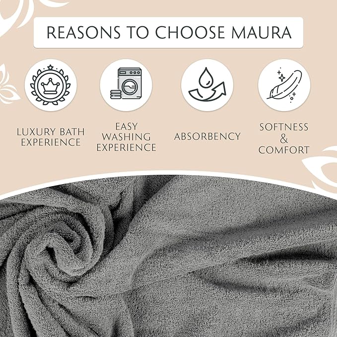 MAURA 6-Pack Premium Turkish Washcloth Set - Ultimate Luxury with Soft, Thick, Super Absorbent, and Oversized Cotton Face Towels - Ideal for a Hotel & Spa Quality Experience in Classic Space Gray