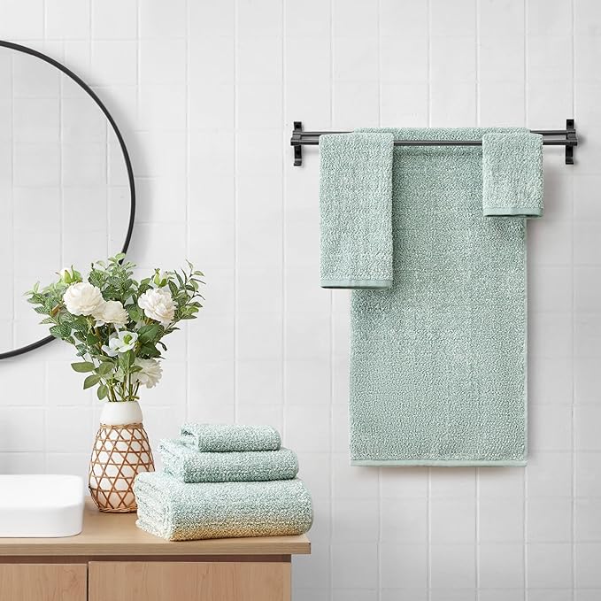 Lucky Brand Luxurious Boucle 6 Piece Bath Towel Set - (2) Bath Towels, (2) Hand Towels, and (2) Washcloths - Jadeile Green Premium Bathroom Towel Set