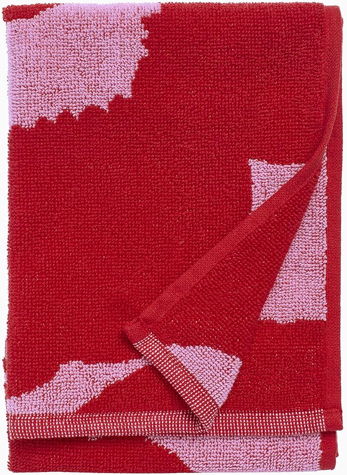MARIMEKKO Unikko Terry Cotton Guest Towel (Red) – Floral Patterned Guest Towels – 20 in x 12 in