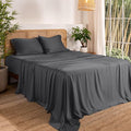 Bare Home 100% Rayon Made from Bamboo Luxury Split King Sheet Set - 5 Piece Bedding Set - Deep Pockets - Cooling Sheets - Breathable - Easy Fit - Soft Bedding Sheets & Pillowcases (Split King, Grey)