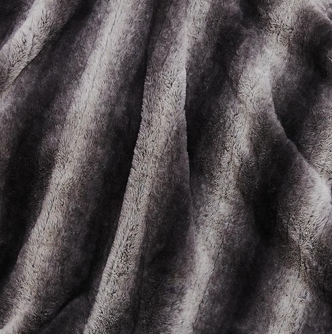 Electric Heated Blanket Throw Size 50" x 60", Super Cozy Warmth Soft with 4 Heating Levels & 4 Hours Auto Off, Plush Faux Fur, Machine Washable, Home Office Use, Gray White