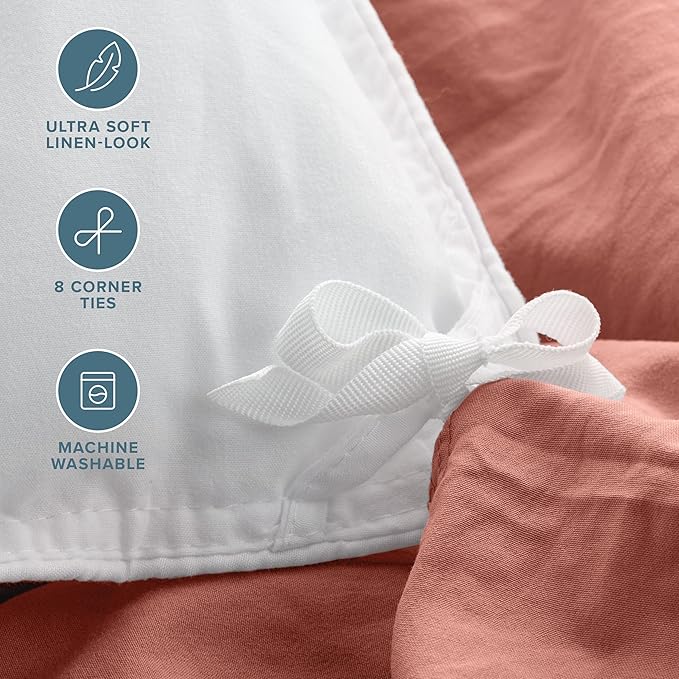 Bare Home Microfiber Duvet Cover Set - Ultra Soft Washed Microfiber - Oversized King Size - Linen-Like Look - Easy Care - Breathable Fabric - Our Softest Duvet Cover Set (Oversized King, Dusty Rose)