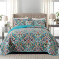 BEDIFANY Cotton Oversized King Size Quilt - Lightweight King Size Quilt Bedding Set for a Comfortable Sleep - Reversible Coverlet (108 * 118 in) with Boho Pattern, 3 Pieces