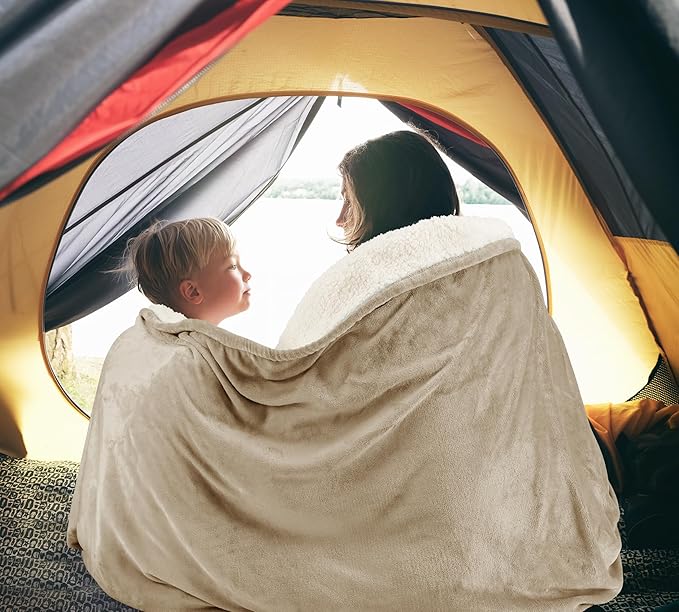 Utopia Bedding Sherpa Blanket Full Size (Camel, 90x84 Inches) - Soft Lightweight Plush Fleece Reversible Blanket for Bed, Sofa, Couch, Camping and Travel