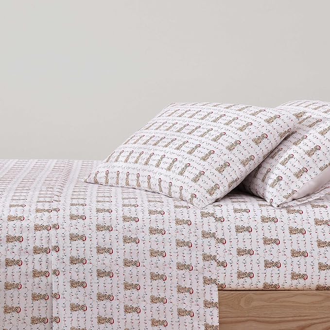 Tommy Bahama - King Size Sheet Set, Crisp & Cool Cotton Percale Bedding with a Smooth Lightweight Feel, 4 Piece Holiday Bed Sheets with Matching Pillowcases (Wrapped Up Red)