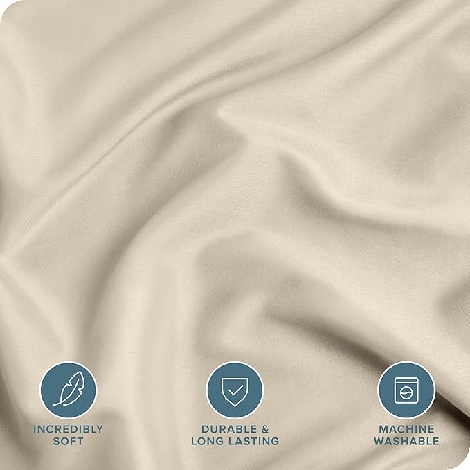 Bare Home Bedding Duvet Cover Queen Size - Premium 1800 Super Soft Collection - Lightweight, Cooling Duvet Cover - Soft Breathable Bedding (Queen, Sand)