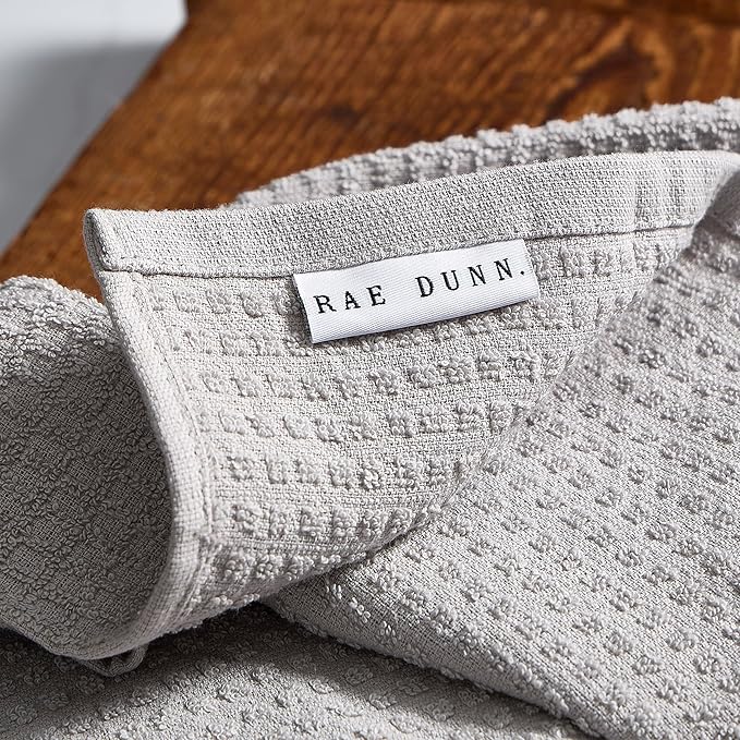 Rae Dunn Hand Towels, Embroidered Decorative Hand Towel for Kitchen and Bathroom, 100% Cotton, Gray- Family/Love, 16"x 26"