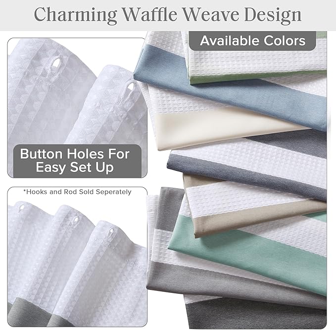 Madison Park Shower Curtain Spa Waffle Weave Stall Shower Curtain for Bathroom 3M Scotchgard Moisture Management, Spa Quality Modern Shower Curtains for Bathroom, Stall 36x72'' Grey