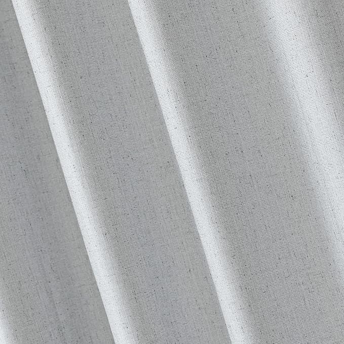 Amazon Basics Faux Linen Blackout Curtains for Bedroom and Living Room, 2-Piece Set with Grommets, 52" W x 72" L, White