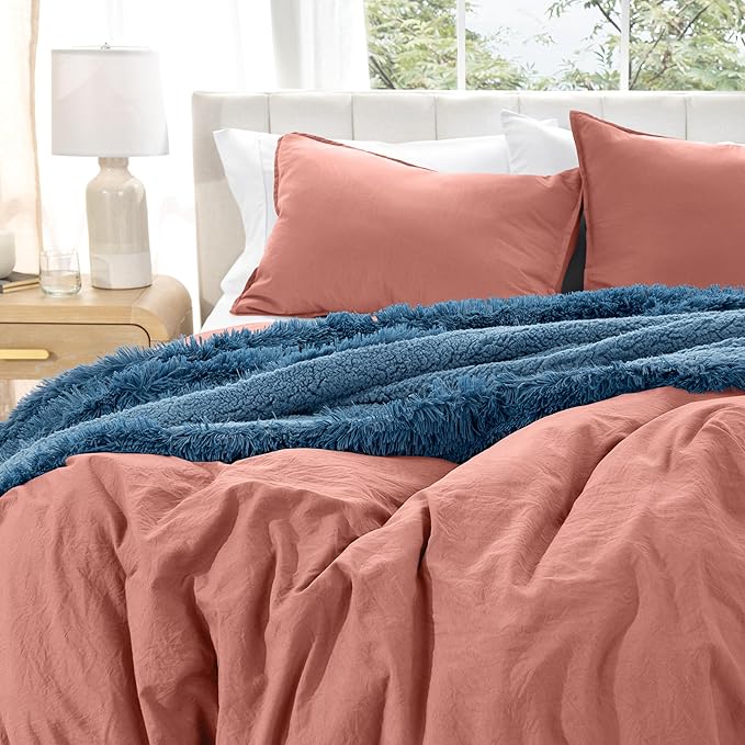 Bare Home Microfiber Duvet Cover Set - Ultra Soft Washed Microfiber - Oversized Queen Size - Linen-Like Look - Easy Care - Breathable Fabric - Our Softest Duvet Cover Set (Oversized Queen, Dusty Rose)