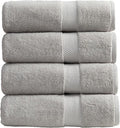 Springtree Home Grey Bath Towels Set of 4 | Classic Hotel Bath Towels | 100% Combed Cotton | Absorbent Quick-Dry Gray Towels for Bathroom | Oeko-TEX® Standard 100 Cotton | Cynewski Collection - Grey