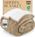 Utopia Bedding Sherpa Blanket Queen Size (Camel, 90x90 Inches) - Soft Lightweight Plush Fleece Reversible Blanket for Bed, Sofa, Couch, Camping and Travel