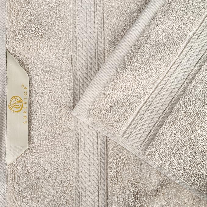 Superior Egyptian Cotton Pile Bath Sheet Set of 2, Ultra Soft Luxury Towels, Thick Plush Essentials, Absorbent Heavyweight, Guest Bath, Hotel, Spa, Home Bathroom, Shower Basics, Stone