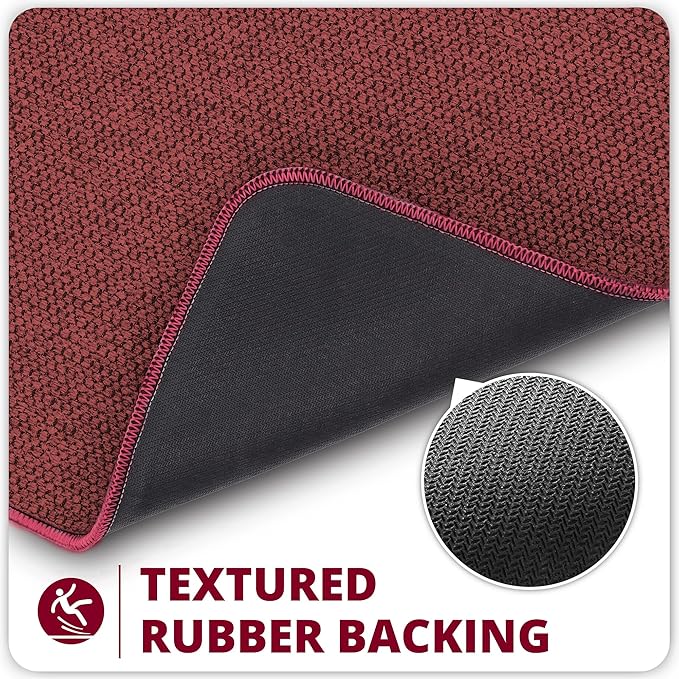 Christmas Bath Mat,Ultra Thin Bathroom Runner Rugs,Large Bath Mats for Bathroom,Quick Dry,Non-Slip,Machine Washable,Low Pile,Bath Rug,Shower Outside,Sink,Home Decor Accessories.Red,（17x35inch）