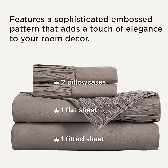 Bedsure California King Sheet Sets - 4 Pieces Soft Cal King Sheets - Breathable & Cooling - Hotel Luxury - Easy Care Polyester Microfiber Bedding for Women, Men, Taupe