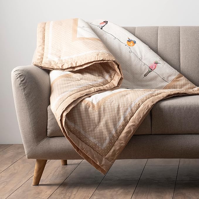 Maison d' Hermine Throw Blanket for Couch Lightweight Soft Warm Breathable Cotton Throw Blankets for Bed Girls Boys Women Men Gifts Sofa Travel Living Room Chair Bedding (50"x60", Birdies On Wire)