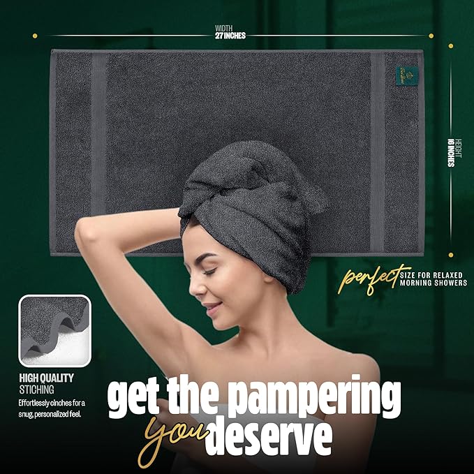 Pearl Linens Pack of 24 100% Cotton Hand Towels, Salon Towels for Spa, Gym and Bathroom Use, Hair Towels in Bulk, Soft, Absorbent, Quick Dry & Machine Washable, 16x27 inches, Grey