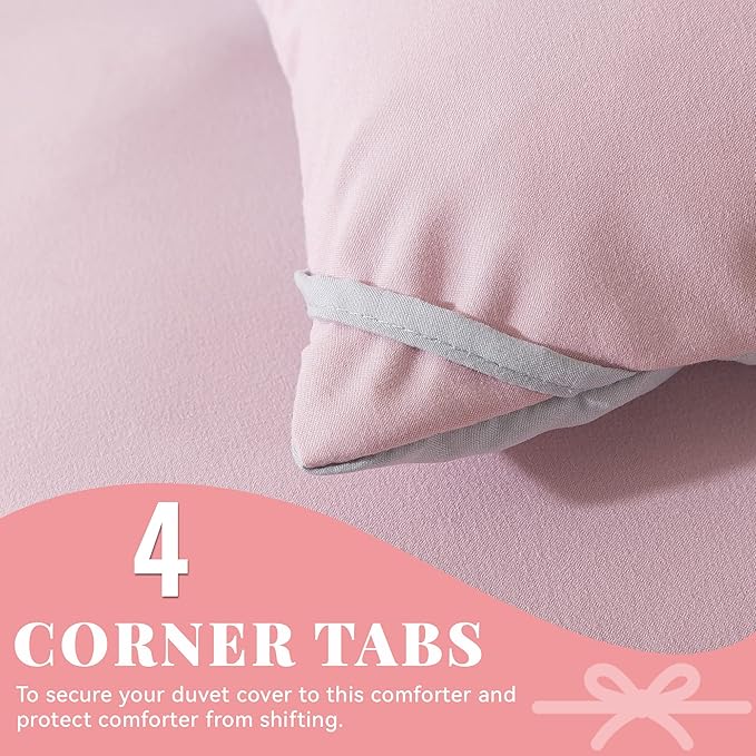 Cosybay Down Alternative Comforter (Pink/Light Grey, Twin) - All Season Soft Quilted Twin Size Bed Comforter - Duvet Insert with Corner Tabs - Winter Summer Warm Fluffy, 64x88 inches