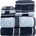 Lavish Home 6 Piece Bathroom Towels Set - 525 GSM 100% Cotton Bathroom Accessories - 2 Bath Sheets, 2 Hand Cloths , and 2 Wash Cloths - Soft Towel Set for Shower, Gym, Dorm, and Spa (Navy)