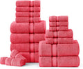 LANE LINEN Towels for Bathroom – 18 Pack, 100% Cotton, Zero Twist, 6 Bath, 6 Hand Towel & 6 Wash Cloths, Highly Absorbent, Luxury Hotel & Spa Quality, Machine Washable – Honeysuckle