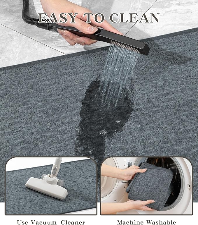 chakme Bathroom Rug Sets 2 Piece, Ultra Thin Bath Mat Quick Dry Bath Mat Set, Absorbent Bath Mat for Bathroom Non Slip Machine Washable, (Light Blue, 2 Piece)