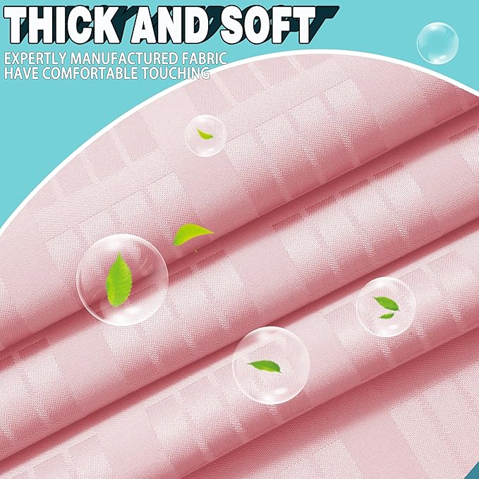 Conbo Mio No Hook Shower Curtain with Snap in Liner Set, Hotel Luxury Pink Shower Curtains for Bathroom with See Through Top Window, Waterproof, Washable 71W x 74H