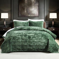 Luxury Velvet Queen Comforter Set, Green Queen Size Comforter Sets, Emerald Green Queen Quilt Bedding Set, Luxurious Plush Bedspreaqd Sets,Soft Lightweight Bedding for All Season