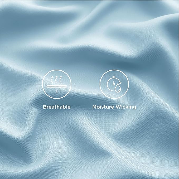 Bedsure California King Sheet Sets, Cooling Sheets, Rayon Derived from Bamboo, Breathable & Soft, Deep Pocket Up to 16 Inches, Hotel Luxury Silky Bedding for Hot Sleepers, Aqua
