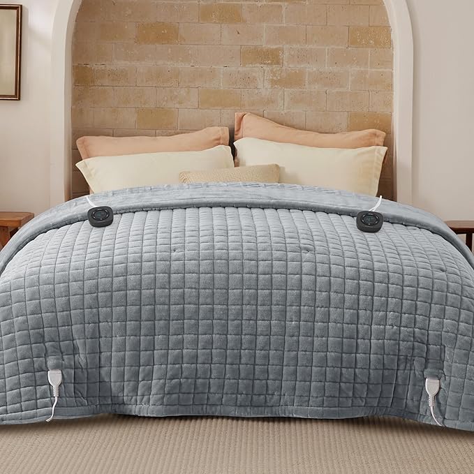 Bedsure Electric Blanket King Size - Dual Control Heated Weighted Blanket King with 10 Heat Settings, Fast Heating with 10 Time Settings (100x90 inches, Formal Gray)