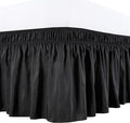 Biscaynebay Wrap Around Bed Skirts for Full & Full XL Beds with Extra Long Drop of 25", Black Adjustable Elastic Dust Ruffles Easy Fit Wrinkle Resistant Silky Luxurious Fabric Machine Washable