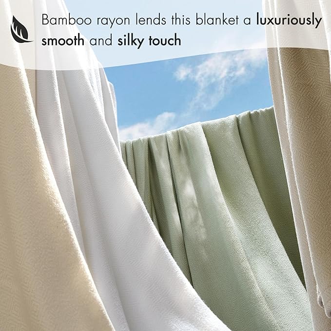 Madison Park King Size Blanket, 70% Rayon Bamboo-Based, 30% Cotton, Breathable for Hot Sleepers Menopause, Ultra Soft and Snag-Resistant, Summer Blanket for Bed or Couch, King 108"x90", Khaki