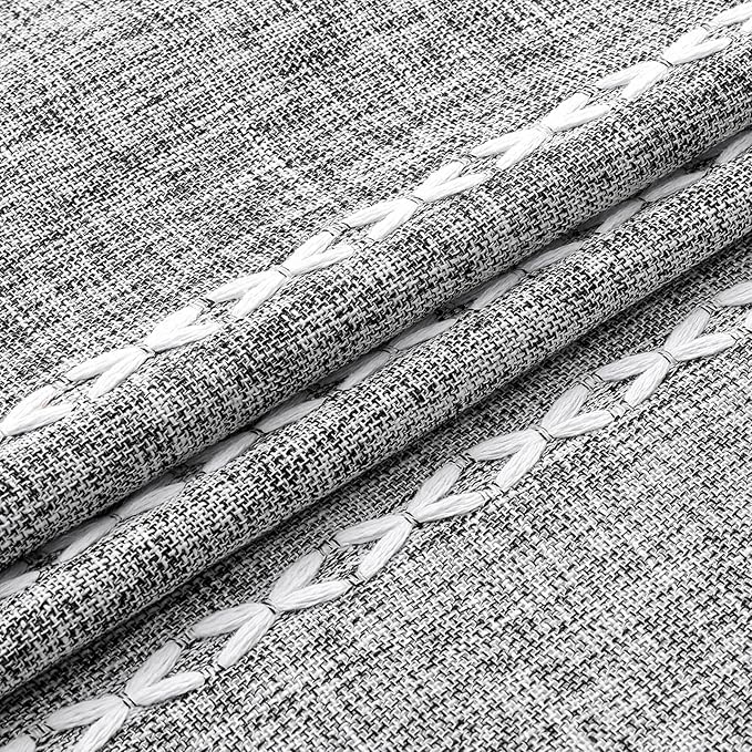 MitoVilla Boho Extra Long Shower Curtain 72 x 96, Darkgrey Modern Farmhouse 96 inch XL Polyester Linen Texture Tassel Fabric Shower Curtain Set with Hooks for Cottagecore Country Bathroom Decor