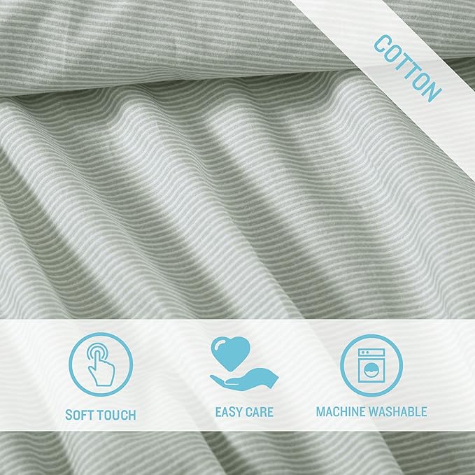 Tommy Bahama - King Sheets, Washed Percale Cotton Bedding Set, Soft & Breathable Bedroom Decor with Deep Pockets (Island Cays Stripe Green, King)