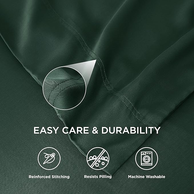 Bedsure Pillow Cases Queen, Cooling Pillow Cases, Rayon Derived from Bamboo Forest Green Pillowcases Queen Size Set of 2, Soft & Breathable Bedding Pillow Covers with Envelope Closure, 20x30 Inches