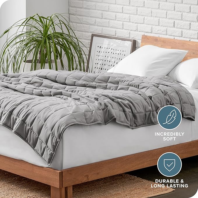 Bare Home Weighted Blanket for Adults 30lb (87" x 80") - All-Natural 100% Cotton - Premium Heavy Blanket Nontoxic Glass Beads (Light Grey, 87"x80")