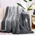 Heated Electric Blanket Throw–Faux Fur with Soft Thick Sherpa,Warm Winter Birthday Gifts for Women Grandma，10 Heat Settings,5 Time Settings with Fast Heating, 50x60, Foggy Dusk