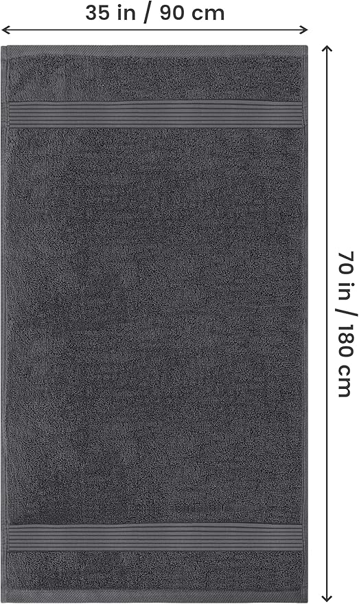 Utopia Towels - Luxurious Jumbo Bath Sheet - 600 GSM 100% Cotton Highly Absorbent and Quick Dry Extra Large Bath Towel - Super Soft Hotel Quality Towel (35 x 70 Inches, Grey) (8 Pack)