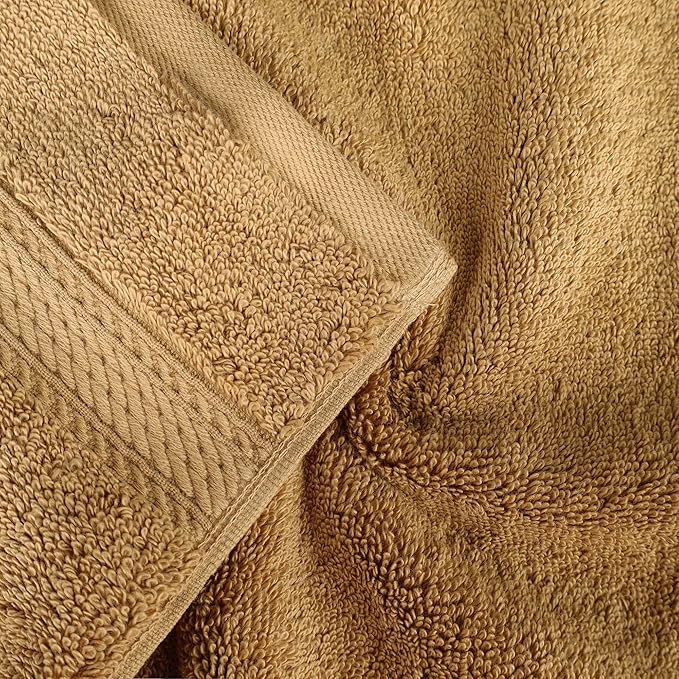 SUPERIOR Egyptian Cotton Pile 9 Piece Towel Set, Includes 3 Bath, 3 Hand, 3 Face Towels/Washcloths, Ultra Soft Luxury Towels, Thick Plush Essentials, Guest Bath, Spa, Hotel Bathroom, Toast