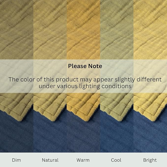 Salt Earth 100% Cotton Muslin Blanket, Gauze Blanket 50"X60" Throw with Tassel 6 Layered, Couch, Bed, Living Room, Home,Lightweight & All Season Blankets & Throws, Skin Friendly (Dress Blue/Mosstone)