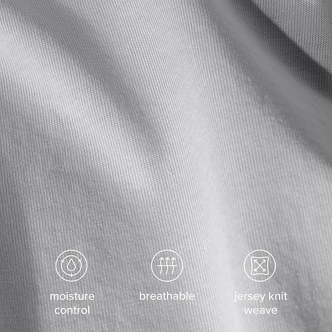 Bare Home 100% Organic Cotton Jersey Duvet Cover Set - Ultra Soft - 100% Cotton - 3pcs - Corner Ties - Button Closure - Bed Duvet Cover & Pillow Shams (King/Cal King, Light Grey)