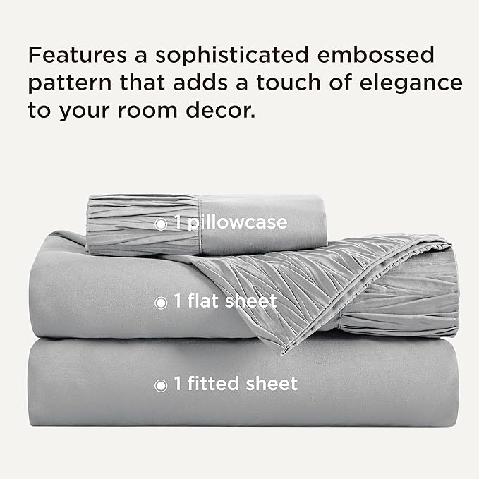 Bedsure Queen Sheet Set - 4 Pieces Soft Queen Size Sheets - Breathable & Cooling - Hotel Luxury - Easy Care Polyester Microfiber Bedding for Women, Men, Grey