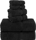 Chakir Turkish Linens 100% Cotton Premium Turkish Towels for Bathroom, 2 Large Bath Towels, 2 Hand Towels, 2 Washcloths (6-Piece Towel Set, Black)