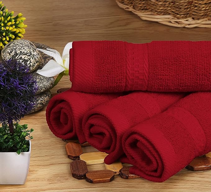 Utopia Towels 8 Piece Premium Towel Set, 2 Bath, 2 Hand, and 4 Wash Cloths, 600 GSM 100% Ring Spun Cotton, Highly Absorbent Towels for Bathroom, Gym, Hotel, and Spa, Red