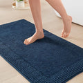 Madison Park Splendor Reversible 100% Cotton Tufted Bathroom Rug-3000 GSM Hotel Quality Luxurious Plush Medium Pile Bath Mat Absorbent, Quick Dry, Shower Room Décor, 20x30 Navy