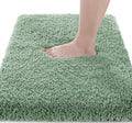 Yimobra Fluffy Plush Bath Rug, Super Shaggy Soft Comfortable Non Slip, Water Absorbent Microfiber Bath Mat, Dries Quickly, Machine Washable Thick Bathroom Rugs for Shower, 44"x 24", Pure Light Green