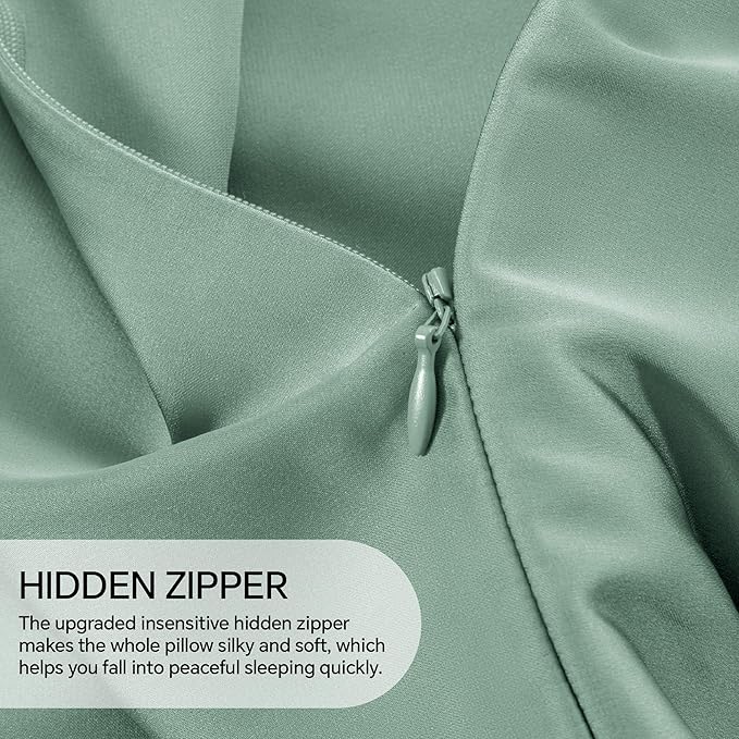 INFIIXSO Mulberry Silk Pillow Cases King Size Set of 2, Silk Pillowcase with Hidden Zipper 20"x36", Extraordinary Smooth and Soft Pillow Case for Hair and Skin(Mint Green, 2 Pack)