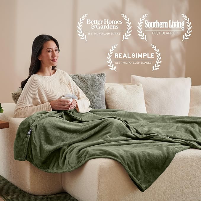 Bare Home Fleece Blanket - Twin/Twin Extra Long - Ultra-Soft Lightweight for Bed, Sofa, and Couch - Luxury Microplush - Cozy Warm Blanket (Twin/Twin XL, Cypress)